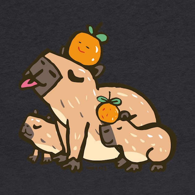 Capybara family with orange by nokhookdesign